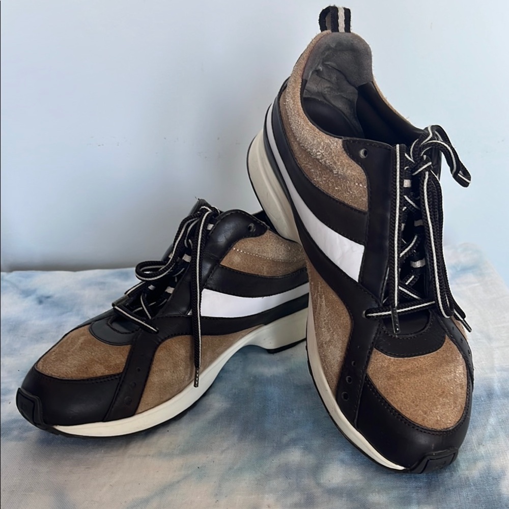 Bally Acandi Suede/Leather Trainers Brown Tan White Sneakers Size 6.5 EU 36.5 - Picture 2 of 11